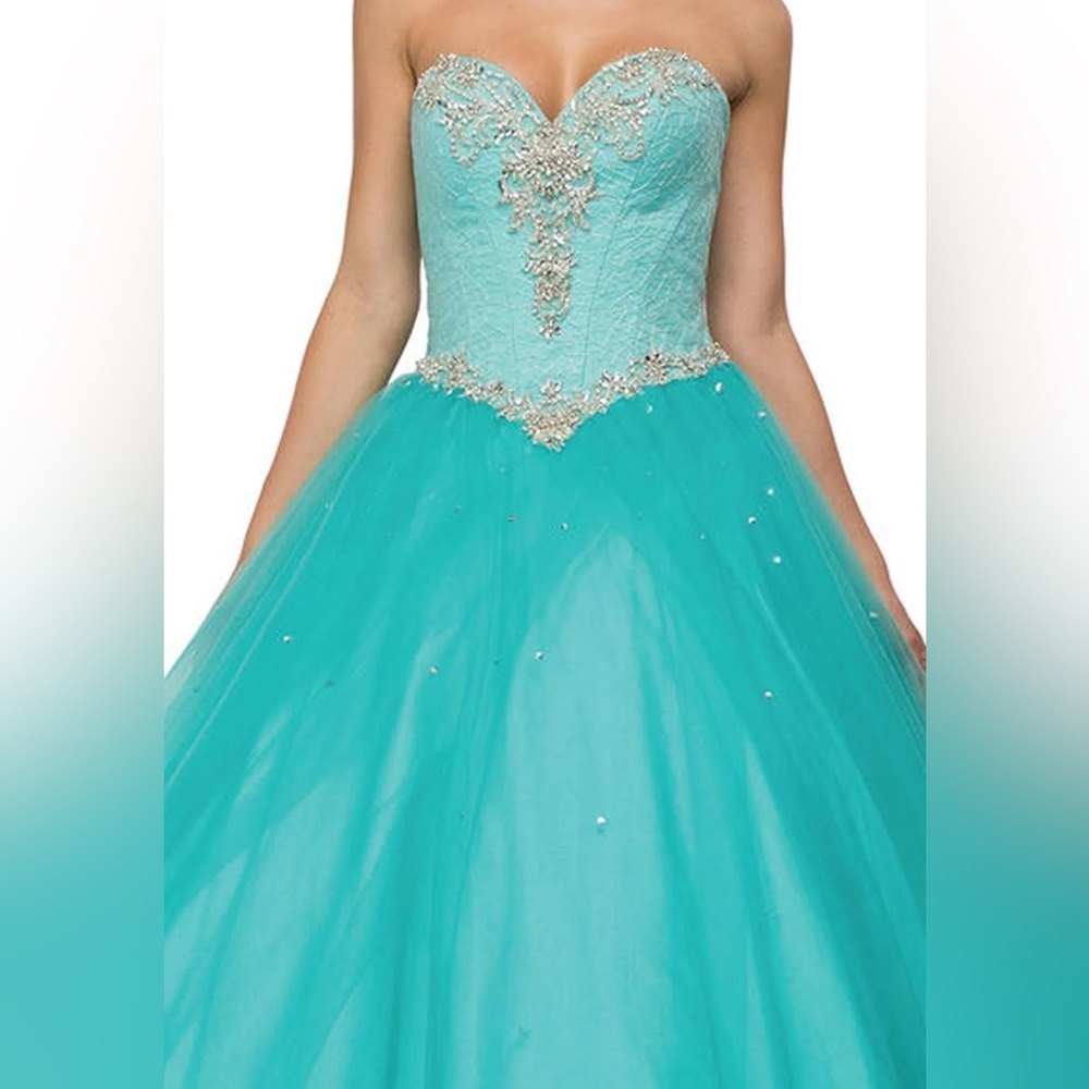 Sweet 16/ Quinceañera/ Prom Blue Sequence Strapless Dress (Size Large)
